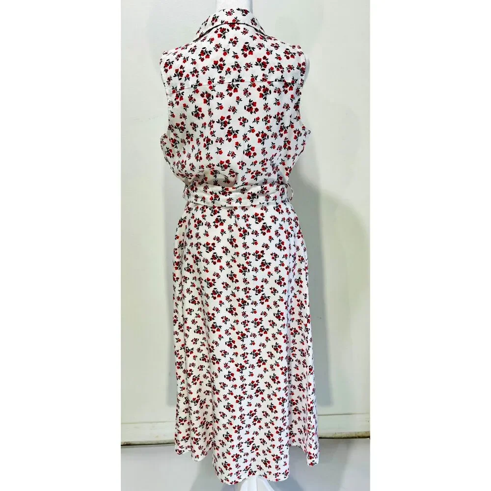 Cynthia Rowley linen dress maxi cottage roses classic summer vacation women 8